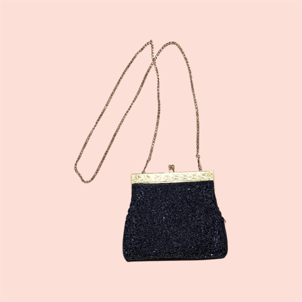 Vintage Black Beaded Clutch